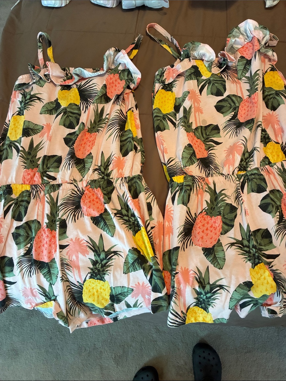 The Children's Place Pineapple Print Romper in Pink, Yellow & Green size 14 & 16